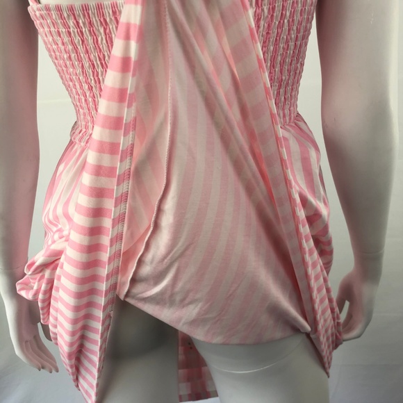 Loose Long Extra Large Button Front Sleeveless Pink Stripe Dress - Picture 6 of 8